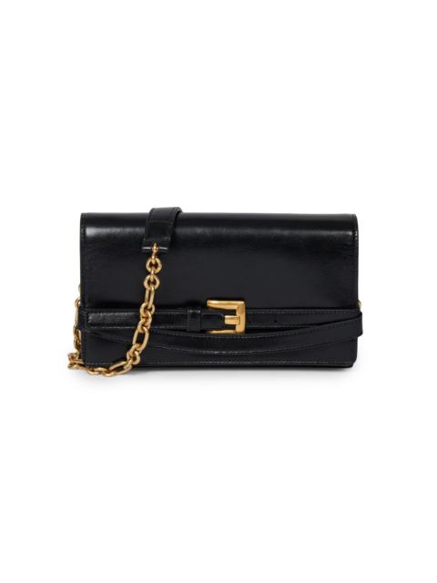 Balmain Women's Shuffle Leather Wallet On Chain Bag - Noir