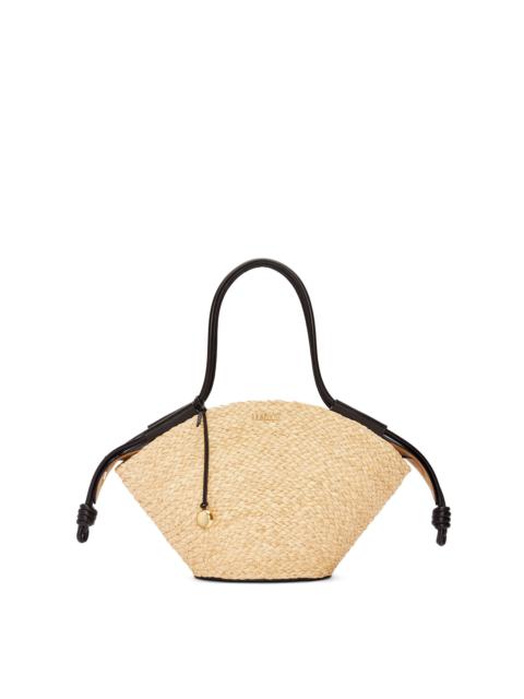 Small Paseo basket in raffia and nappa calfskin