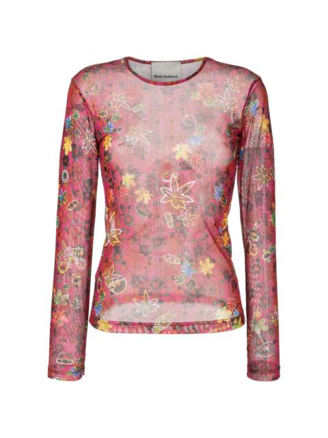 Molly Goddard floral-print mesh top