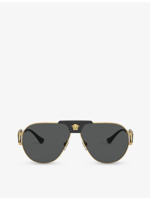 VERSACE VE2252 aviator-frame steel sunglasses