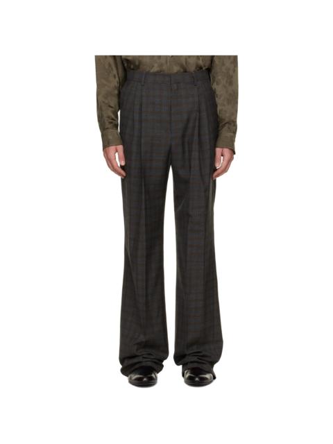 Dries Van Noten Gray Long Straight-Leg Wool Trousers