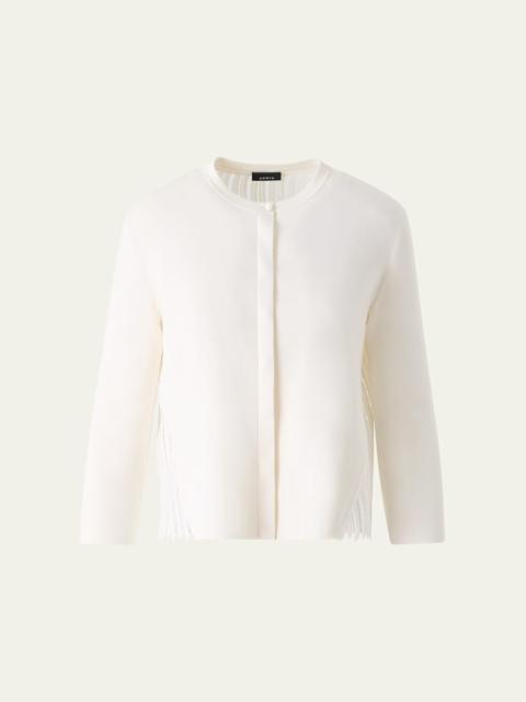 AKRIS Wave Guipure Silk Knit Crewneck Cardigan