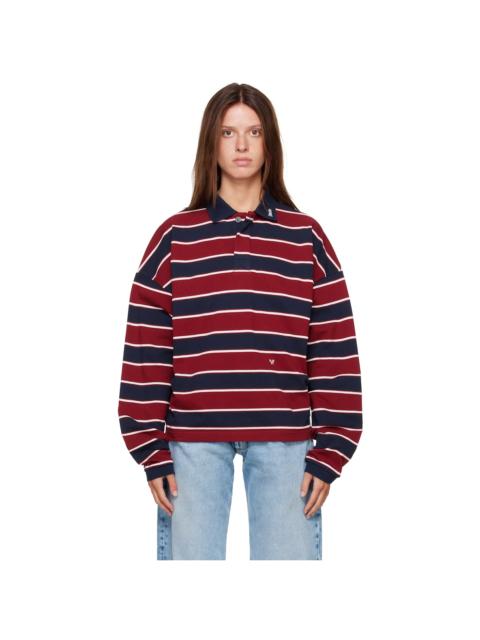 Rhude Burgundy & Navy Fontaine Striped L/S Polo