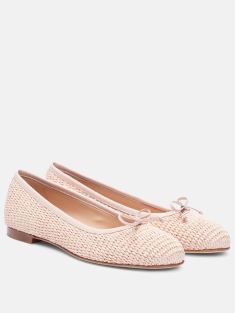 Manolo Blahnik Veralli raffia ballet flats