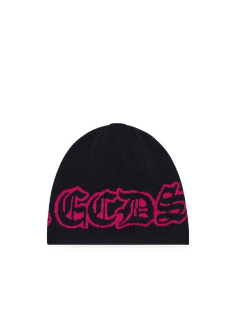 GCDS Gothic logo-intarsia beanie hat