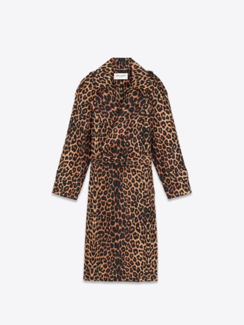 trench coat in leopard silk taffeta