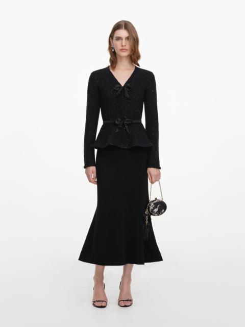 self-portrait Black Sequin Knit Midi Dress