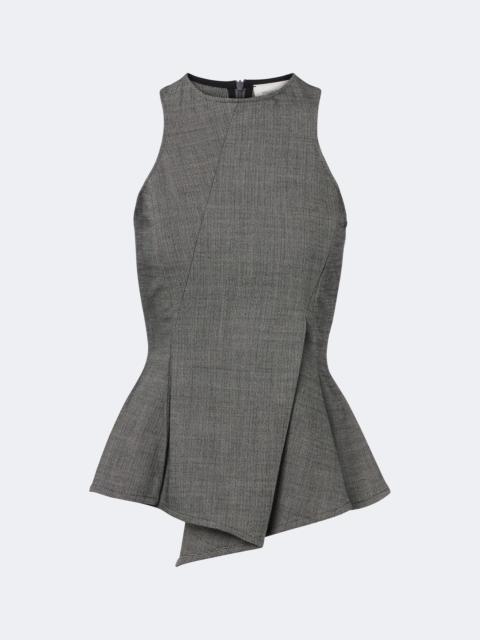 MAGDA BUTRYM Herringbone pleated peplum wool-blend top