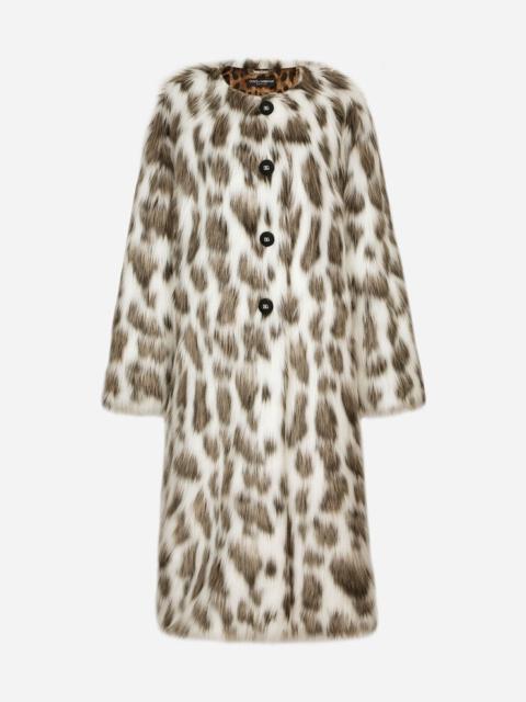 Dolce & Gabbana Leopard-effect faux fur coat