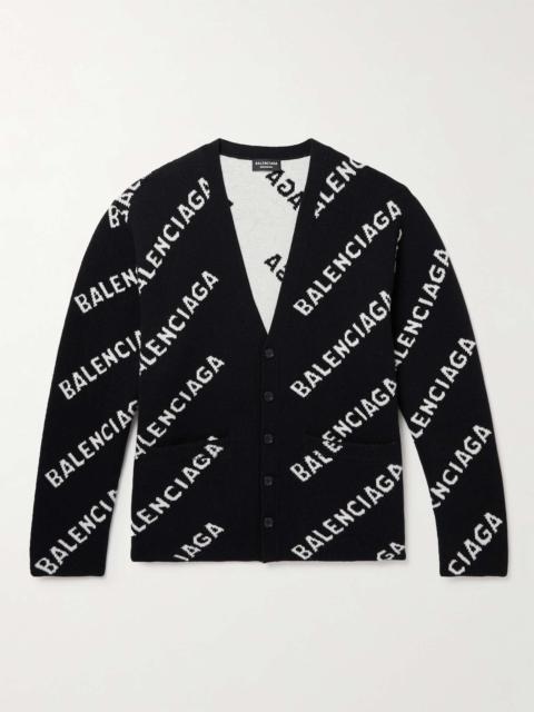 Logo-Intarsia Wool-Blend Cardigan