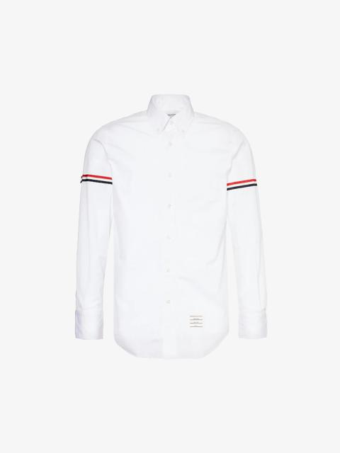Brand-patch long-sleeved cotton shirt