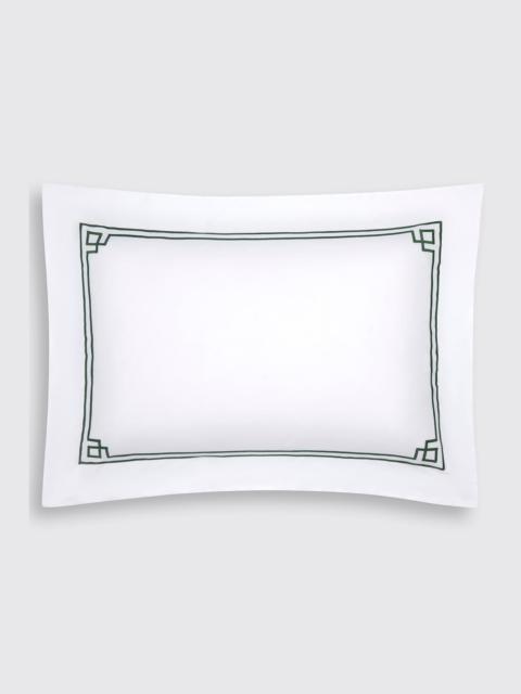 EMILIA WICKSTEAD Grecia Pillow Slip in White Cotton with Green Border