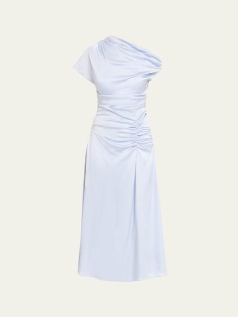 SIMKHAI Joanna Asymmetric Satin Midi Dress