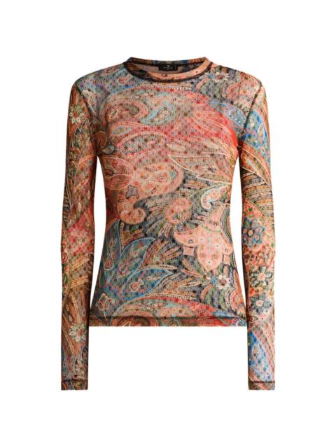 Etro paisley tulle long-sleeve top