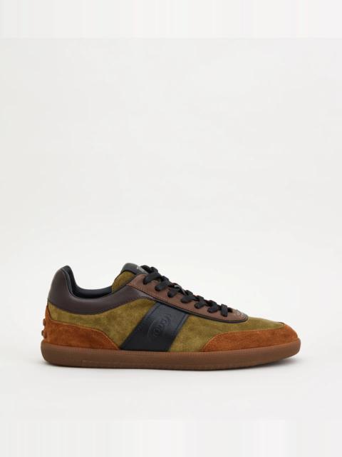 Tod's TOD'S TABS SNEAKERS IN SUEDE - GREEN, BROWN, BLACK