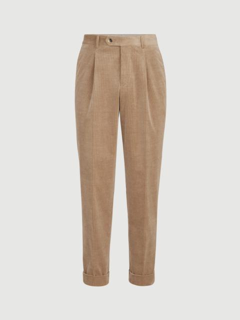 Brunello Cucinelli Comfort cotton and cashmere corduroy trousers with pleat
