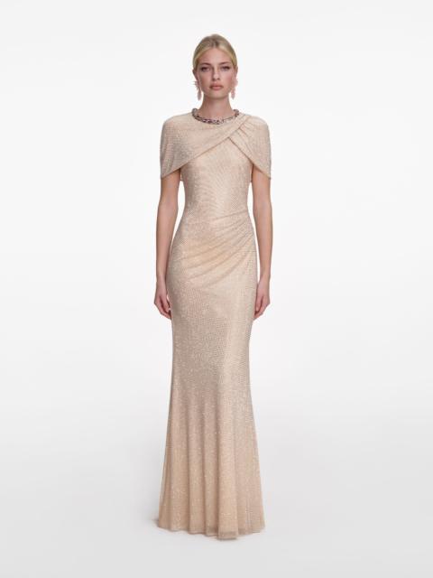 self-portrait Champagne Rhinestone Maxi Dress