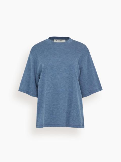 RÓHE Oversized Soft Merino T-Shirt in Ocean Blue