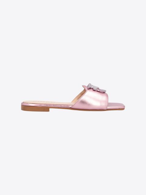 PINKO FLAT LAMINATED LEATHER SLIP-ONS