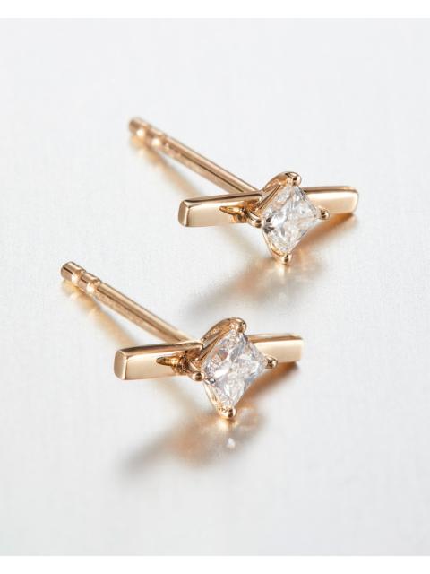 JENNY BIRD 10K Princess Cut Diamond Bar Stud Earrings