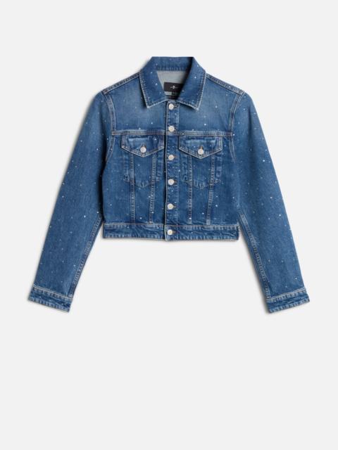 7 For All Mankind EMBELLISHED SHRUNKEN JACKET in Comfort Blue Shine