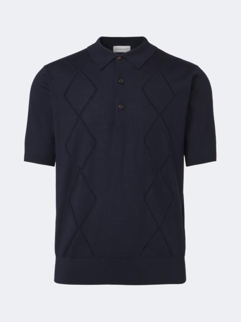 Dries Van Noten Argyle open-knit wool polo shirt