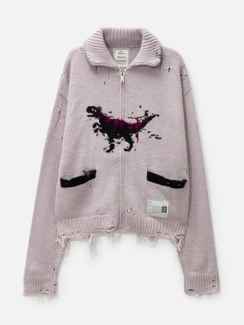 Maison MIHARAYASUHIRO DISTRESSED DINOSAUR KNIT CARDIGAN