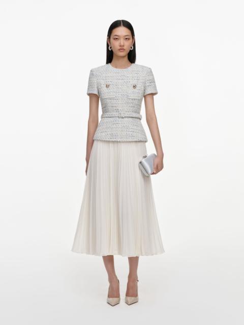 self-portrait Blue Boucle Chiffon Midi Dress