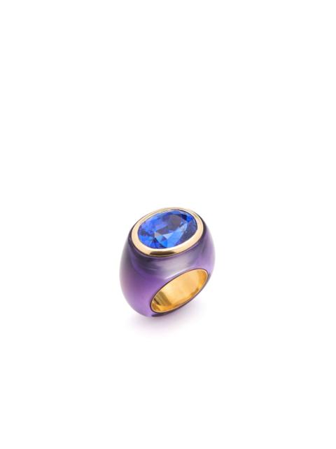 GABRIELA HEARST Moon Ring in 22K Yellow Gold, Amethyst and Blue Sapphire
