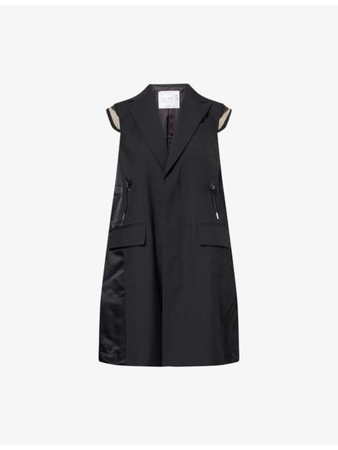 sacai Sleeveless Wool-Blend and Nylon Contrast Vest