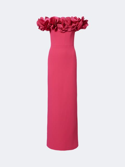 REBECCA VALLANCE Odetta floral-appliqué off-shoulder crêpe gown