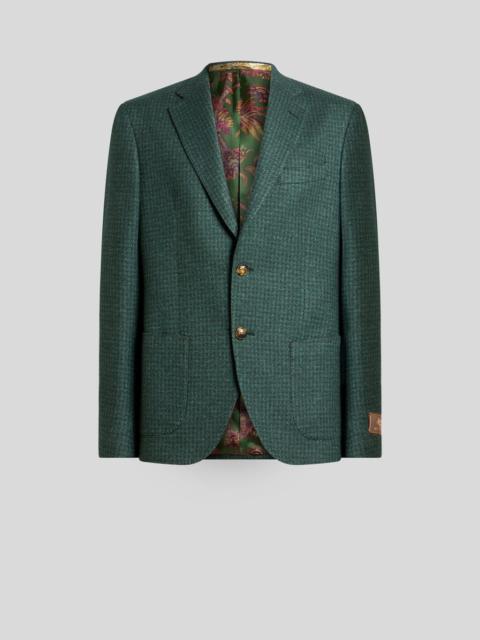 Etro SINGLE-BREASTED SILK AND CASHMERE JERSEY JACKET WITH HOUNDSTOOTH MOTIF
