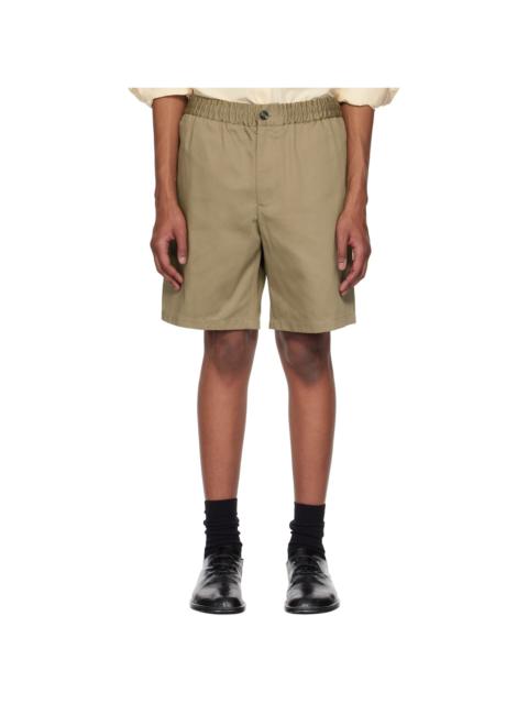 Khaki Cotton Elasticated Waist Shorts