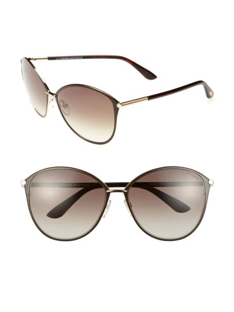 Penelope 59mm Gradient Cat Eye Sunglasses in Shiny Rose Gold/Dark Brown