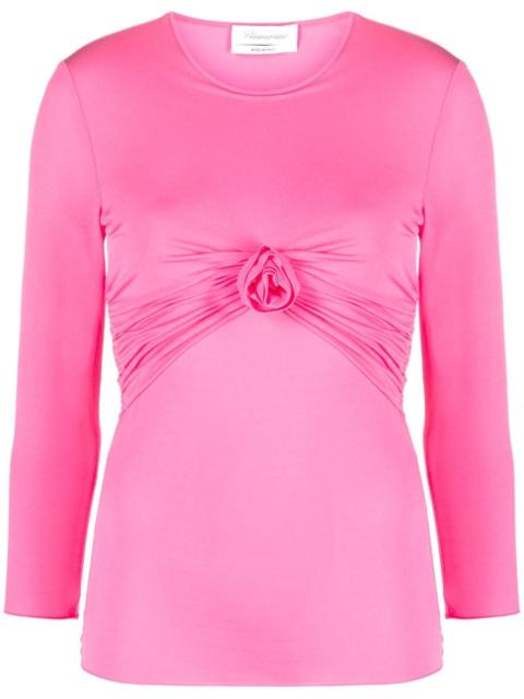 Blumarine floral-appliquÃ© gathered T-shirt