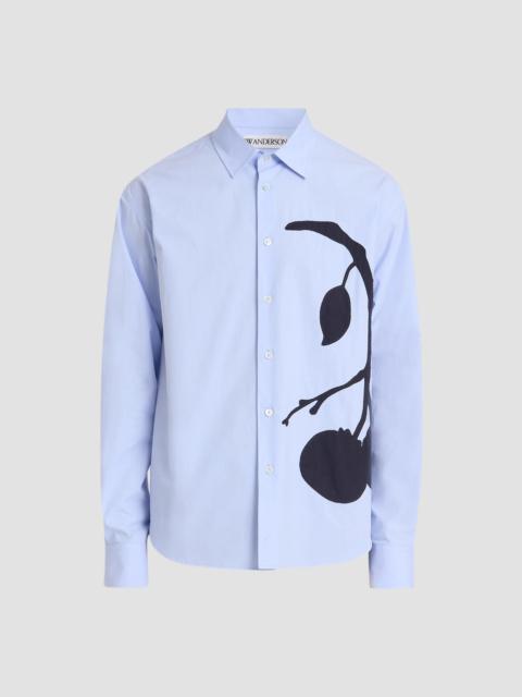 JW Anderson Men's Persimmon Appliqué Cotton Shirt - Pale Blue