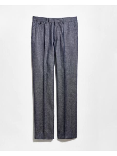 Billy Reid Herringbone Silk Wool Flat Front Trouser