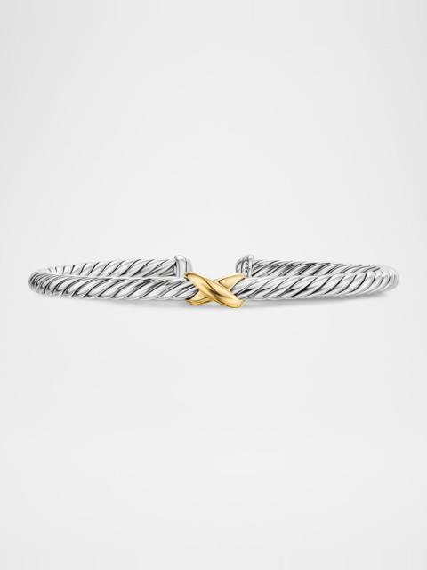 DAVID YURMAN Cable Flex Center Station X Bracelet in Silver and 14K Gold, 4mm