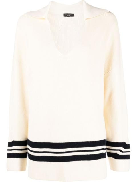 rag & bone stripe-trim oversized jumper