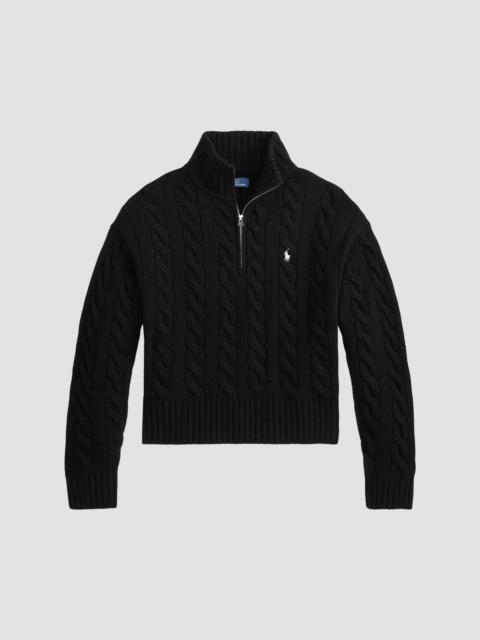Polo Ralph Lauren Women's Cable-Knit Wool-Cashmere Half-Zip Sweater - Black