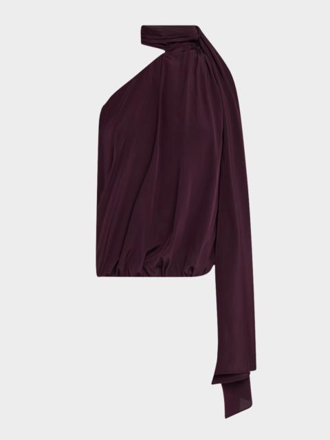 A.L.C. Celeste Draped Tie-Neck Silk Top