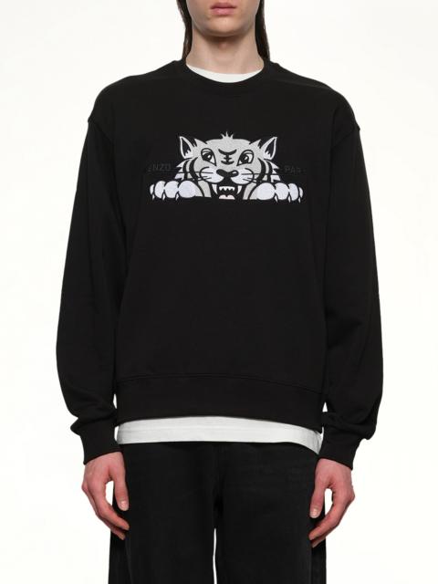 KENZO Kenzo Happy Tiger Embroidered Classic Sweatshirt in Black