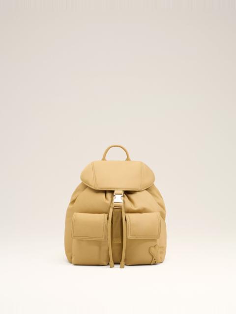 AMI Paris SMALL BEIGE NYLON MARCEL FLAP BACKPACK