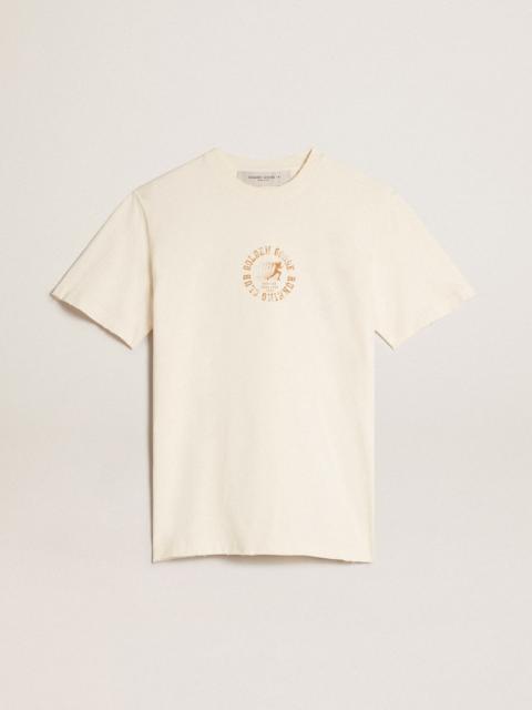 Golden Goose Aged white cotton T-shirt with seasonal logo