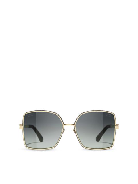 CHANEL CH4288Q Polarised Square-Frame Metal Sunglasses