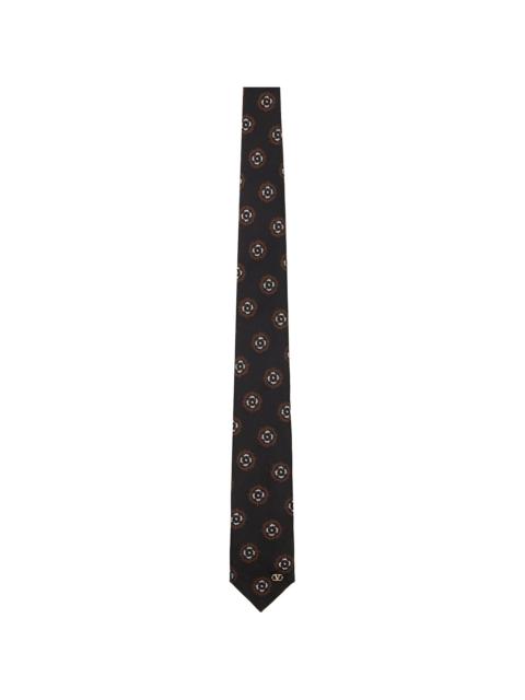 Valentino Black Valentie Silk Jacquard Tie