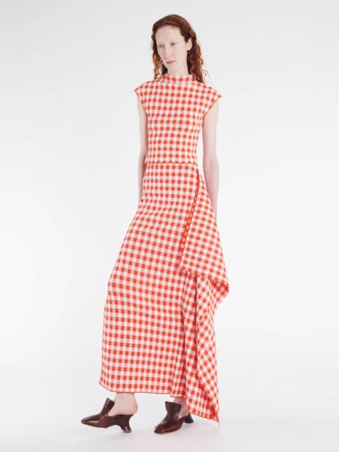 A.W.A.K.E. MODE KNITTED SLEEVELESS TOP RED WHITE GINGHAM