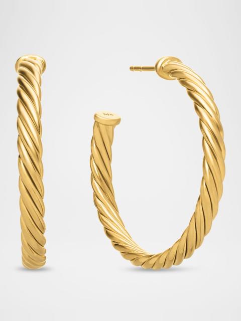 DAVID YURMAN 18k Cablespira Hoop Earrings, 1"
