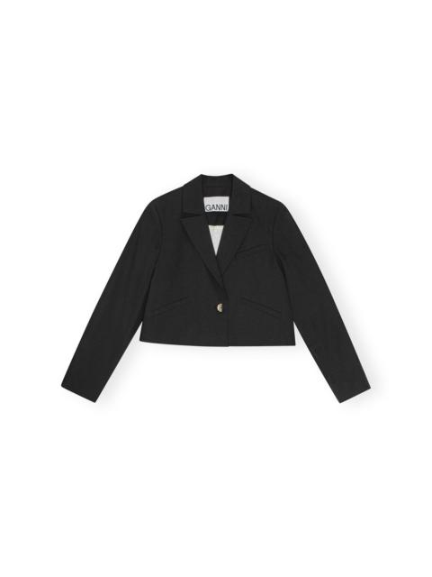 BLACK DRAPEY MELANGE SHORT BLAZER