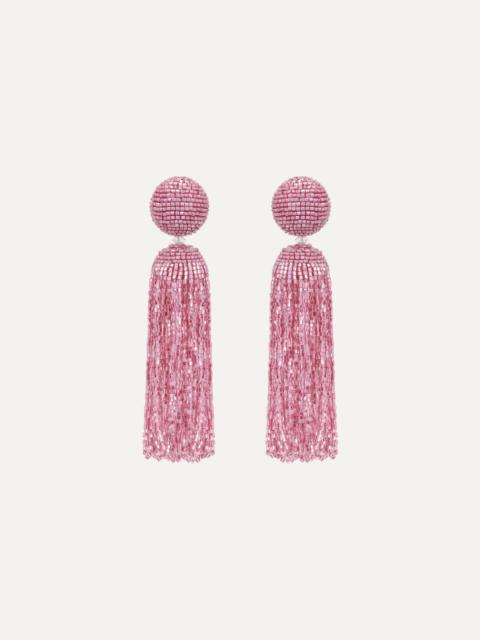 Oscar de la Renta METALLIC BEADED TASSEL CLIP-ON EARRINGS
